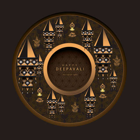 Diwali / Deepavali Hindu festival of lights holiday greeting design template.のイラスト素材