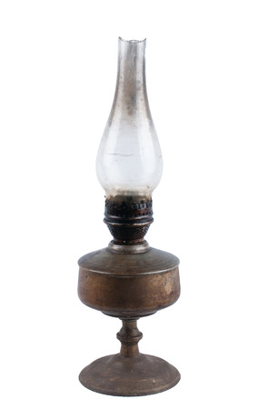 Vintage old kerosene lamp isolated on white.の写真素材