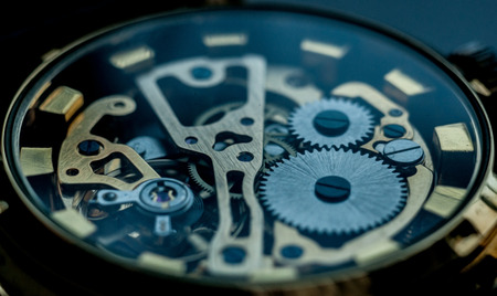 Technology background with metal gears and cogwheels.の写真素材