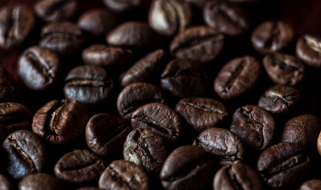 Roasted espresso coffee beans background.の写真素材