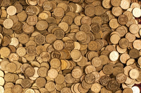 Coins background. hryvnia coins. cent coins ucraine centsの写真素材