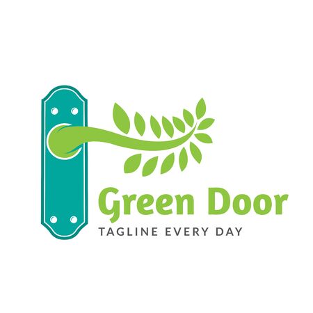 Green door logo design templateのイラスト素材