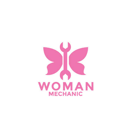 woman mechanic logo design vectorのイラスト素材