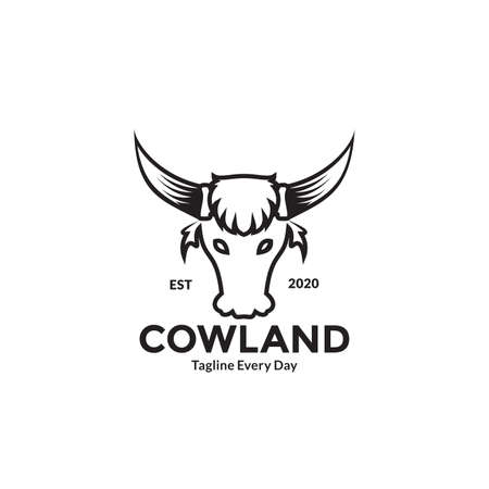 Cow head vintage style logo designのイラスト素材