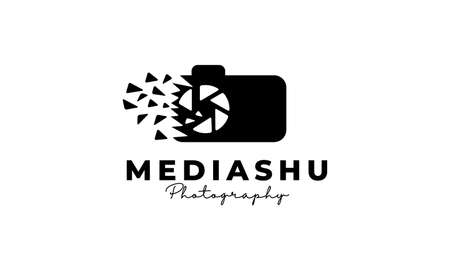media data tech studios shutter lens camera photography logo design icon vector templateのイラスト素材