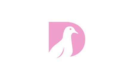 letter D or Initial D for doves or pigeon bird modern logo designのイラスト素材