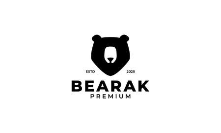 Grizzly bear or honey bear or polar bear head face silhouette logo design iconのイラスト素材