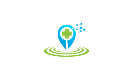 health care or hospital or medical search location point logo designのイラスト素材