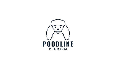 cute face head of poodle dog smile logo design lineのイラスト素材