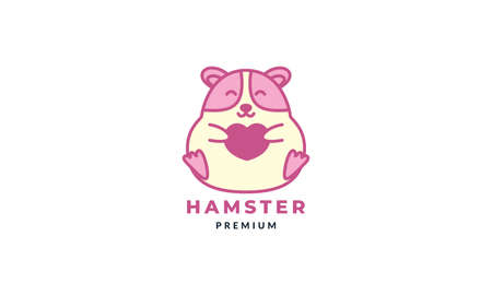 hamster with  love or heart  logo vector icon illustration designのイラスト素材