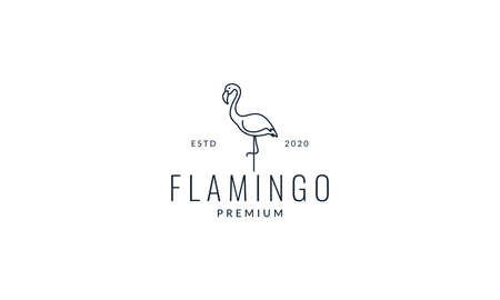 flamingo stand  line modern logo vector illustration designのイラスト素材