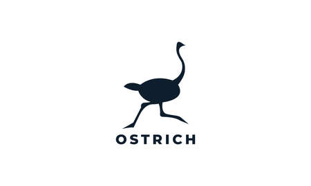 ostrich run silhouette modern  logo vector illustration designのイラスト素材