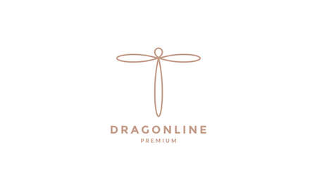 animal insect dragonflies line art outline minimalist logo vector illustration designのイラスト素材