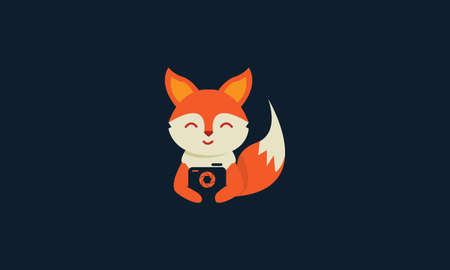 animal mammals fox  cute with camera photography icon vector designのイラスト素材