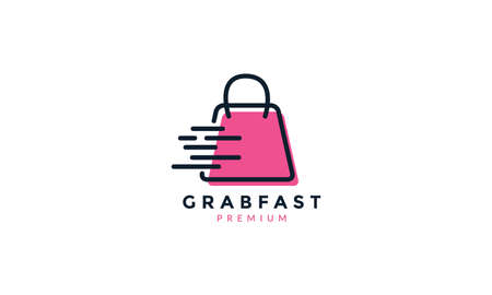 shopping bag with fast market buy sell icon vector design monogramのイラスト素材