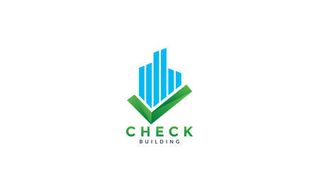 building  with checklist mark abstract logo vector icon illustration designのイラスト素材
