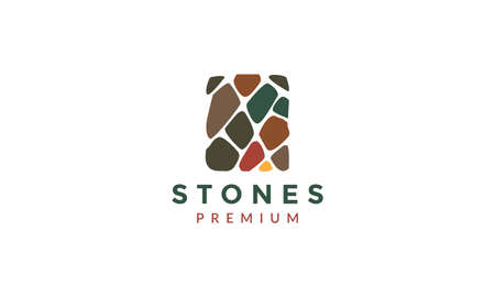 brick stone gravel wall building colorful logo vector icon illustration designのイラスト素材