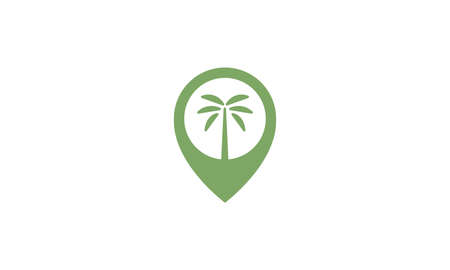 simple palm with pin map location vector icon illustration designのイラスト素材