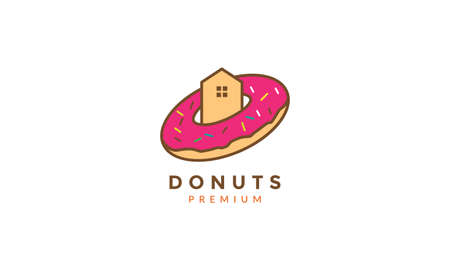 home or house with donuts colorful abstract logo vector icon illustration designのイラスト素材