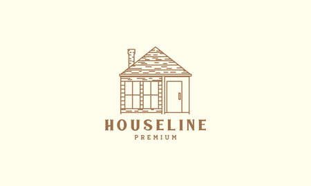 home or house cottage wood line vintage simple logo vector icon illustration designのイラスト素材