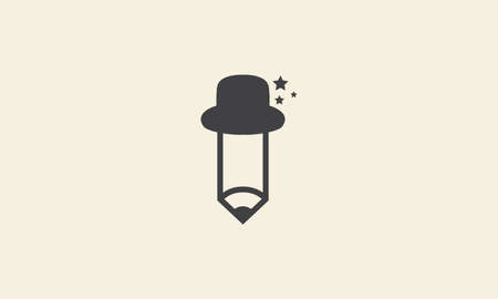 pencil with hat magician modern logo vector icon symbol design graphic illustrationのイラスト素材