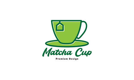 green cup tea modern colorful logo symbol vector icon graphic design illustrationのイラスト素材