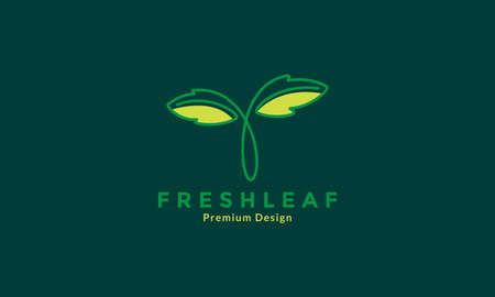 mint leaf green fresh art lines colorful logo design vector icon symbol illustrationのイラスト素材