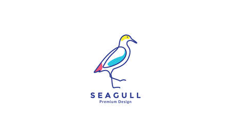 bird seagull line colorful logo symbol vector icon design illustrationのイラスト素材