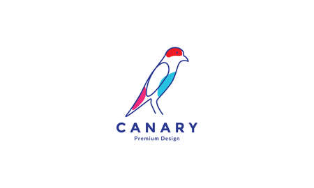 bird canary line art modern colorful logo design vector icon symbol illustrationのイラスト素材