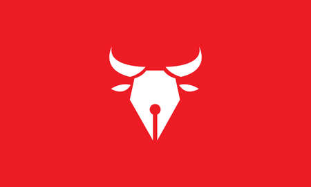 creative art pencil with cow head logo design vector icon symbol illustrationのイラスト素材