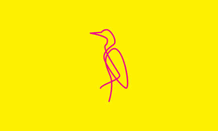 bird flamingo modern line art pink logo design vector icon symbol illustrationのイラスト素材