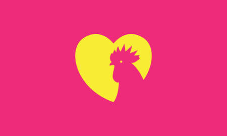 love with rooster shape logo design vector icon symbol illustrationのイラスト素材