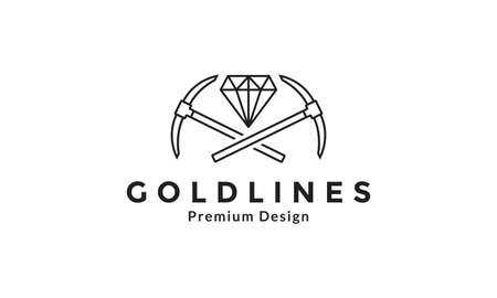 miners with diamond lines logo design vector icon symbol illustrationのイラスト素材