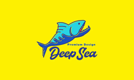 colorful blue deep sea fish predator logo design vector icon symbol graphic illustrationのイラスト素材
