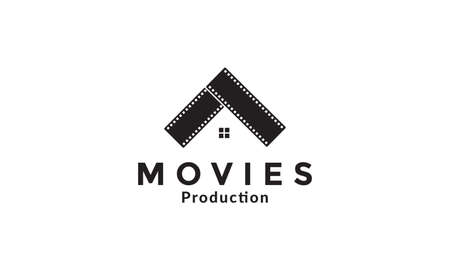 negative space movie with home symbol vector icon illustration designのイラスト素材