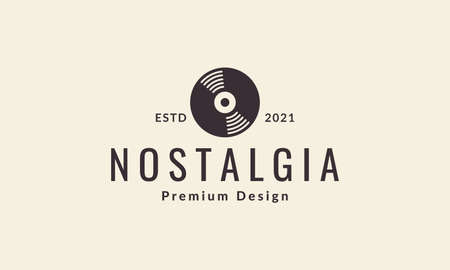 vinyl record simple hipster logo vector symbol icon design illustrationのイラスト素材