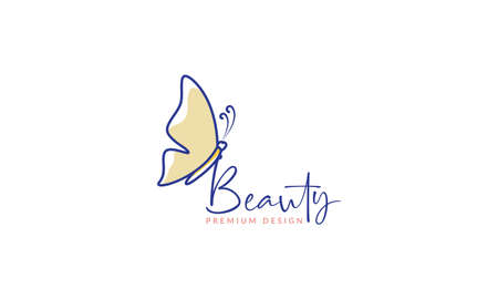 beauty butterfly simple lines colorful logo vector symbol icon design illustrationのイラスト素材