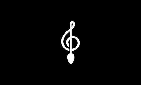 musical note with spoon restaurant logo vector symbol icon design illustrationのイラスト素材