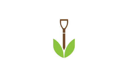 flat shovel with leaf agriculture logo vector symbol icon design illustrationのイラスト素材