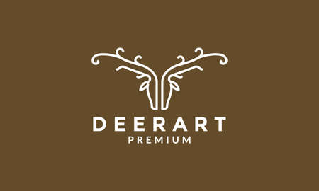 lines art modern head deer and horn logo vector symbol icon design illustrationのイラスト素材