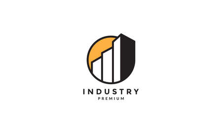 industry building apartment with sunset logo symbol icon vector graphic design illustrationのイラスト素材