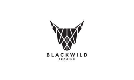 geometric black wolf head logo vector symbol icon design graphic illustrationのイラスト素材
