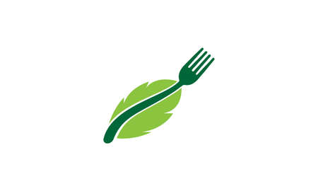 abstract fork with leaf green symbol vector icon illustration graphic designのイラスト素材