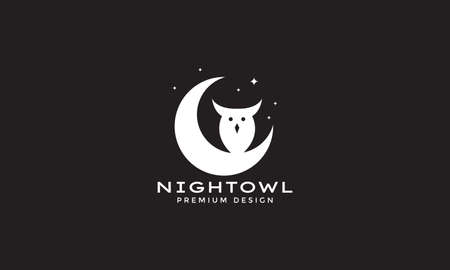 owl with crescent  symbol vector icon design illustration graphicのイラスト素材