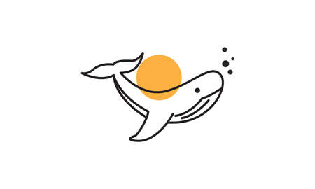 lines modern fish whale swim logo symbol vector icon illustration graphic designのイラスト素材