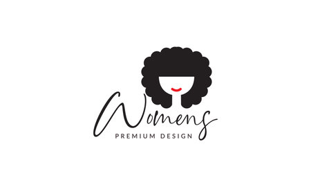 women frizzy head cute logo symbol vector icon illustration graphic designのイラスト素材