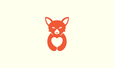 negative space animal fox with love logo symbol icon vector graphic design illustrationのイラスト素材