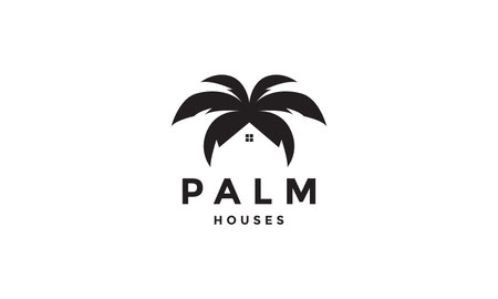palm tree with home logo symbol vector icon illustration graphic designのイラスト素材