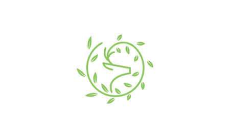vines plant with deer shape logo symbol vector icon illustration graphic designのイラスト素材