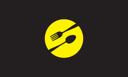 circle negative space with spoon fork logo symbol vector icon illustration graphic designのイラスト素材